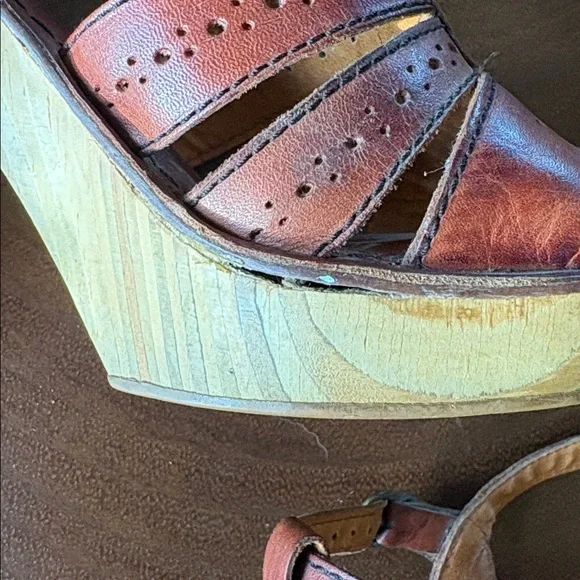 Vintage 70’s Woodworks by Thom McAn Leather Sandals Brazil Boho Disco Sz 8.5 - Picture 8 of 11